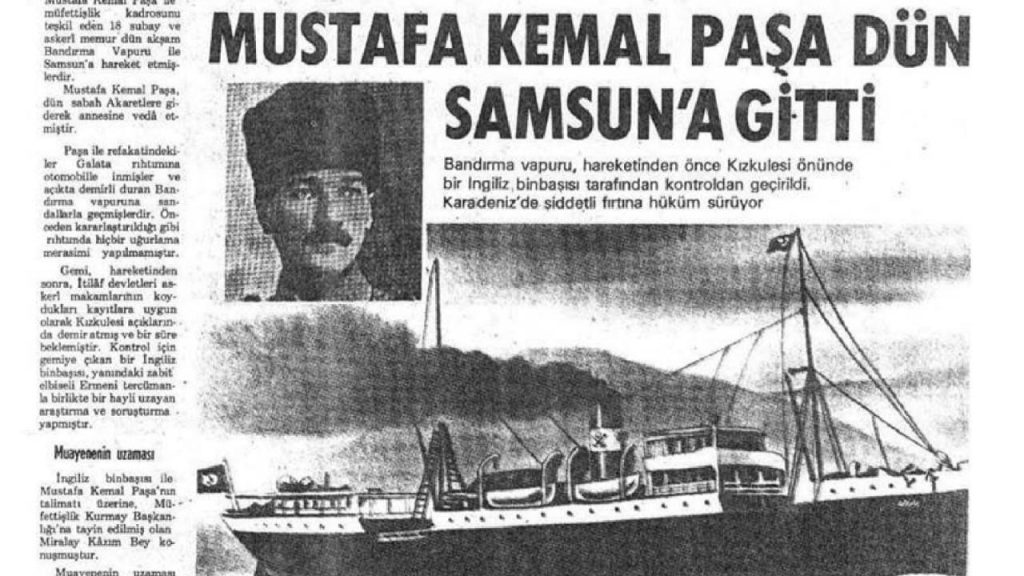 Mustafa Kemal Atatürk Samsun’a çıkarken